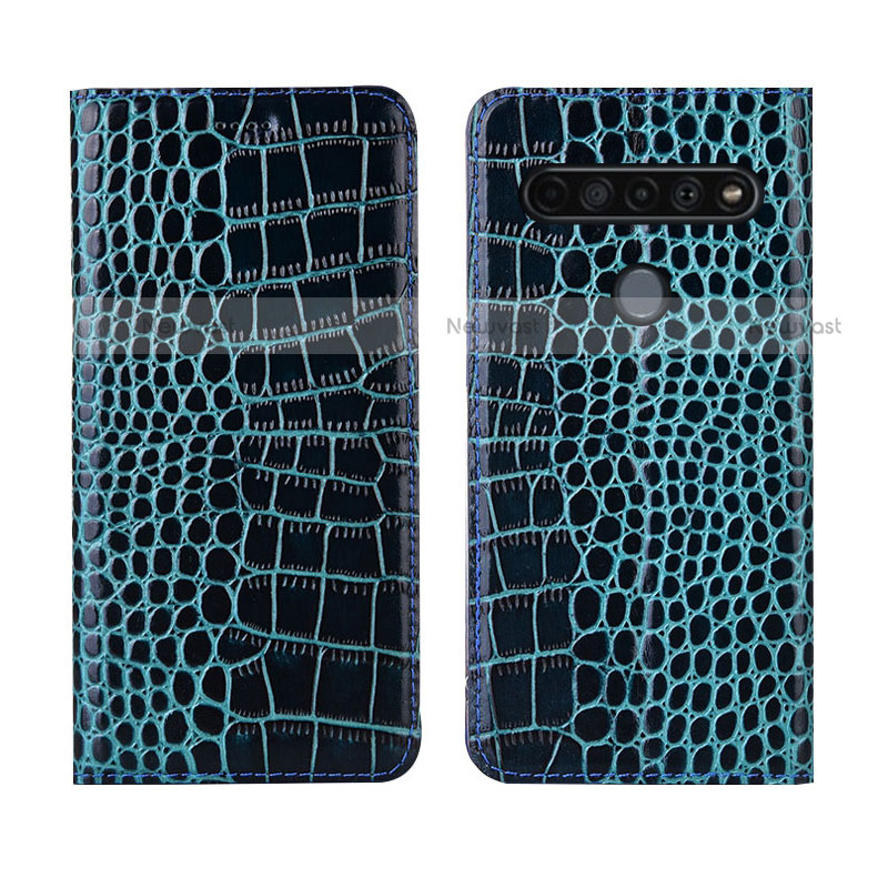 Leather Case Stands Flip Cover L03 Holder for LG K41S Blue