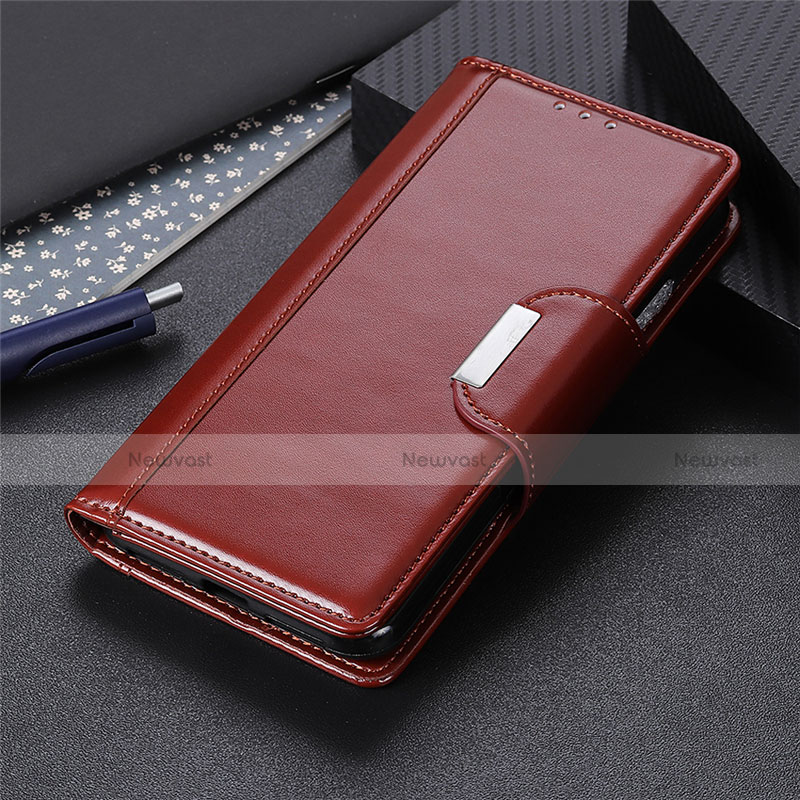 Leather Case Stands Flip Cover L03 Holder for LG K61 Brown