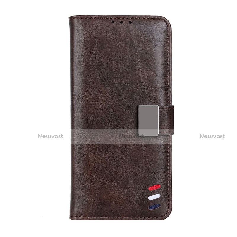 Leather Case Stands Flip Cover L03 Holder for LG K92 5G Brown