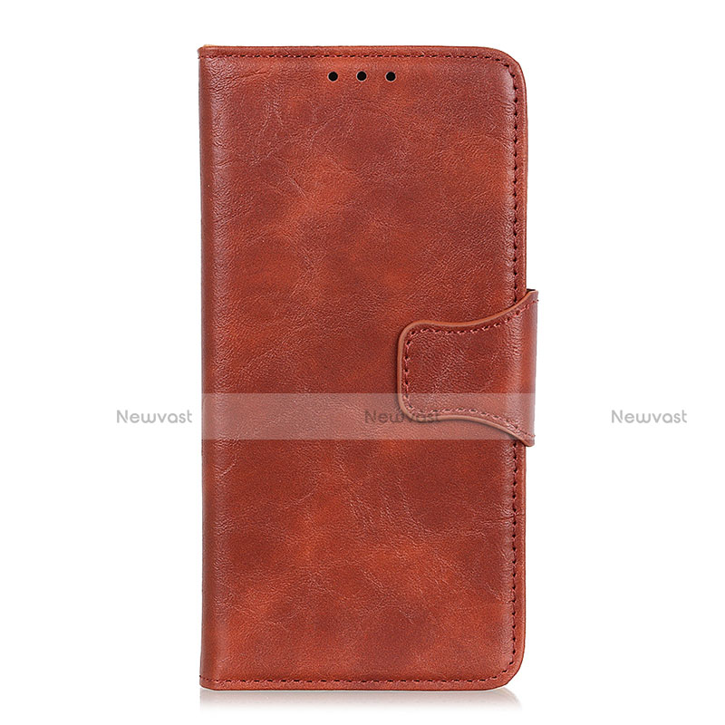 Leather Case Stands Flip Cover L03 Holder for Motorola Moto E6s (2020) Brown