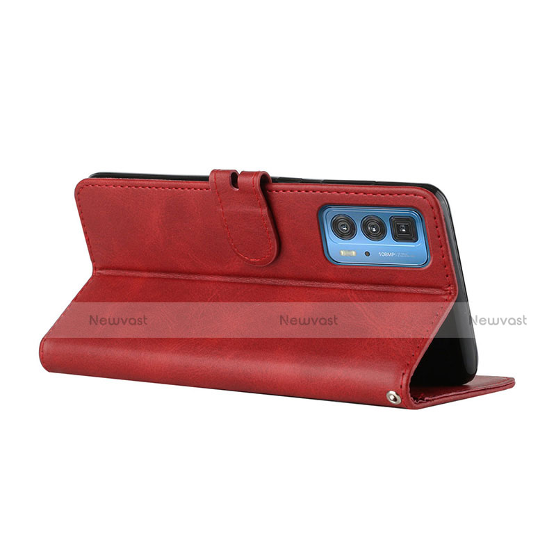 Leather Case Stands Flip Cover L03 Holder for Motorola Moto Edge 20 Pro 5G Red