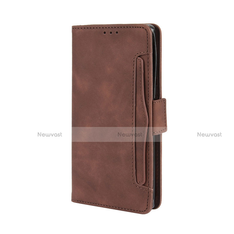 Leather Case Stands Flip Cover L03 Holder for Motorola Moto Edge Plus Brown