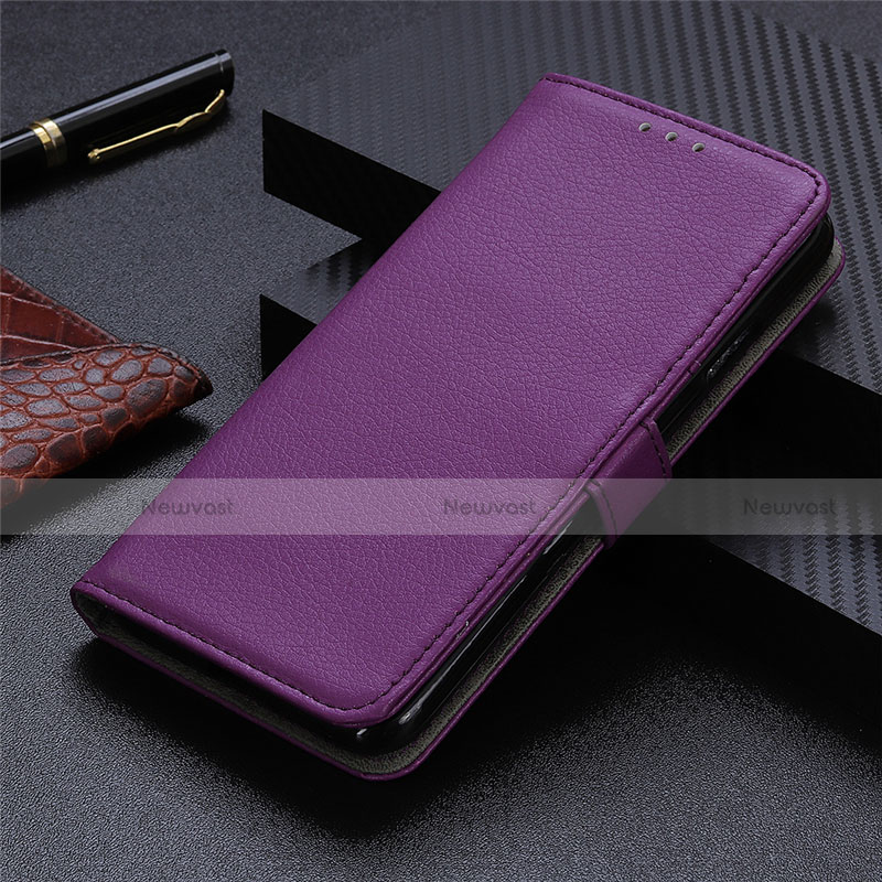 Leather Case Stands Flip Cover L03 Holder for Motorola Moto G9 Plus Purple