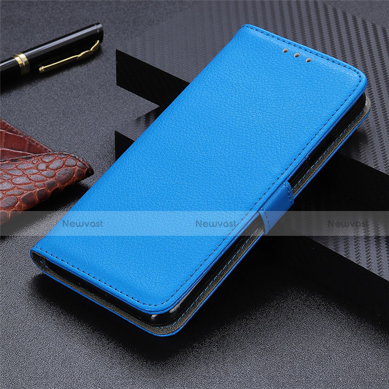 Leather Case Stands Flip Cover L03 Holder for Motorola Moto G9 Plus Sky Blue