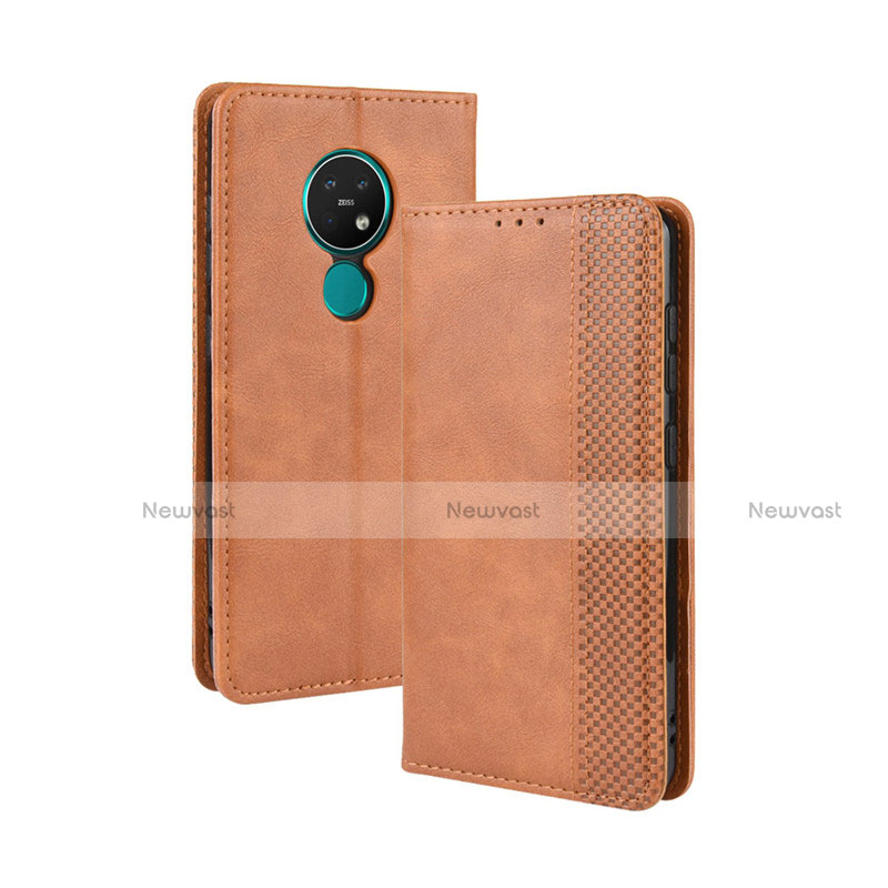 Leather Case Stands Flip Cover L03 Holder for Nokia 7.2 Orange