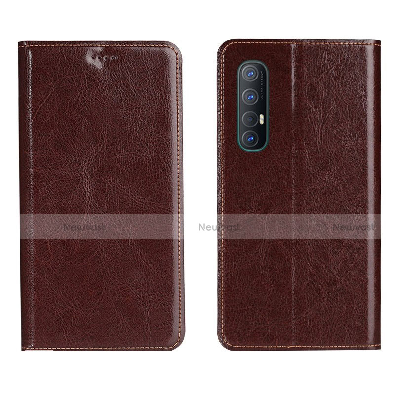 Leather Case Stands Flip Cover L03 Holder for Oppo Find X2 Neo Brown