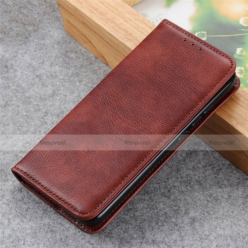 Leather Case Stands Flip Cover L03 Holder for Oppo Find X3 Neo 5G Brown