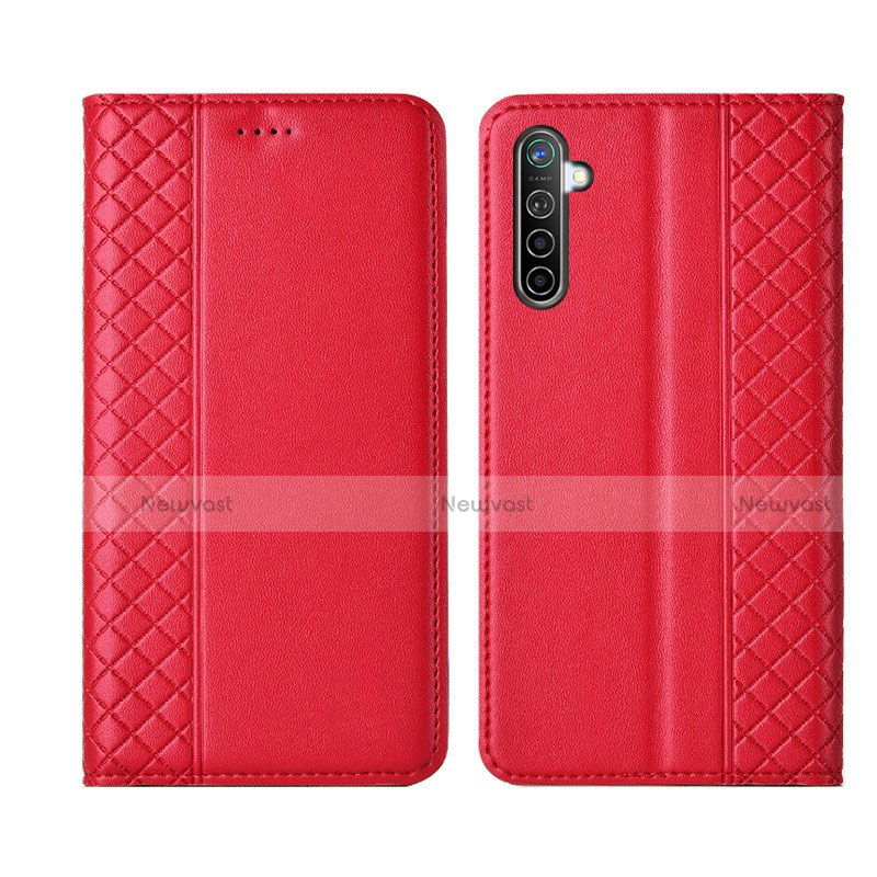 Leather Case Stands Flip Cover L03 Holder for Oppo K5 Red
