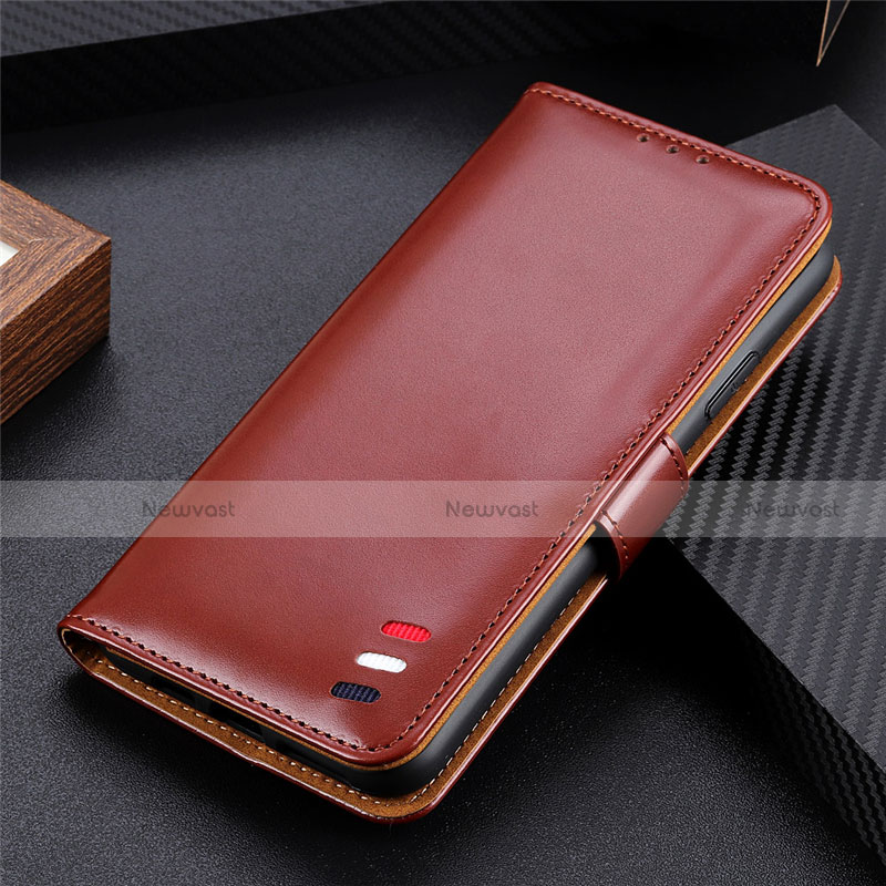 Leather Case Stands Flip Cover L03 Holder for Realme 7i Brown