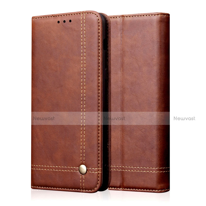 Leather Case Stands Flip Cover L03 Holder for Realme X50 5G Brown