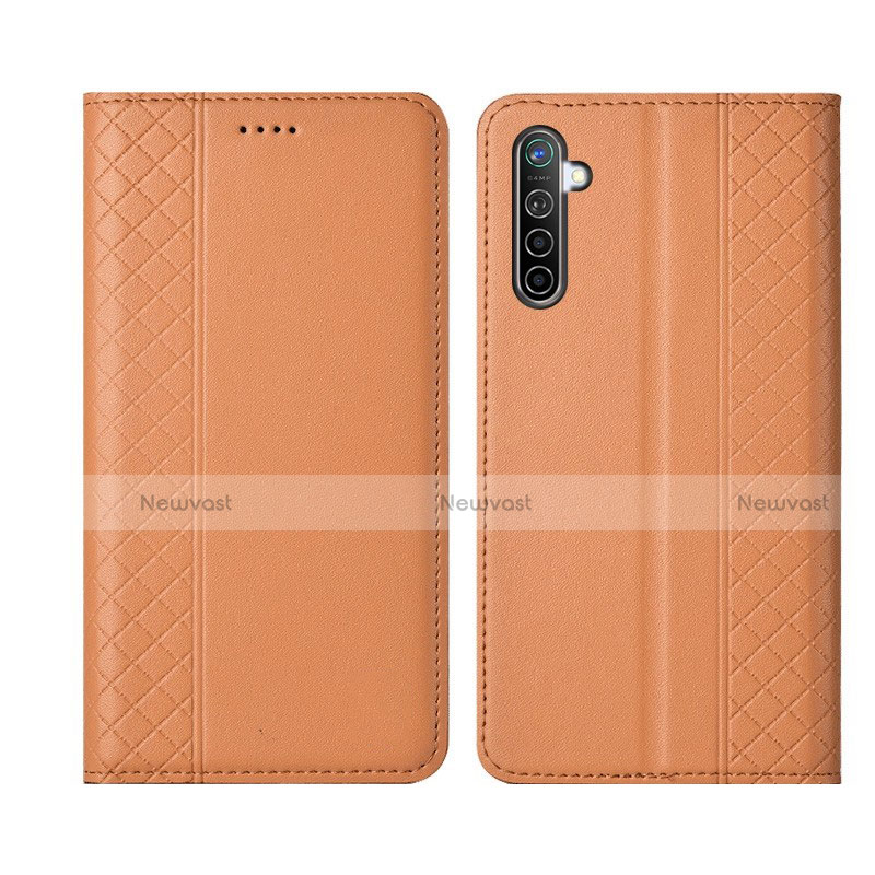 Leather Case Stands Flip Cover L03 Holder for Realme XT Orange