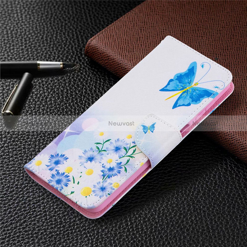 Leather Case Stands Flip Cover L03 Holder for Samsung Galaxy A12 Nacho Mint Blue