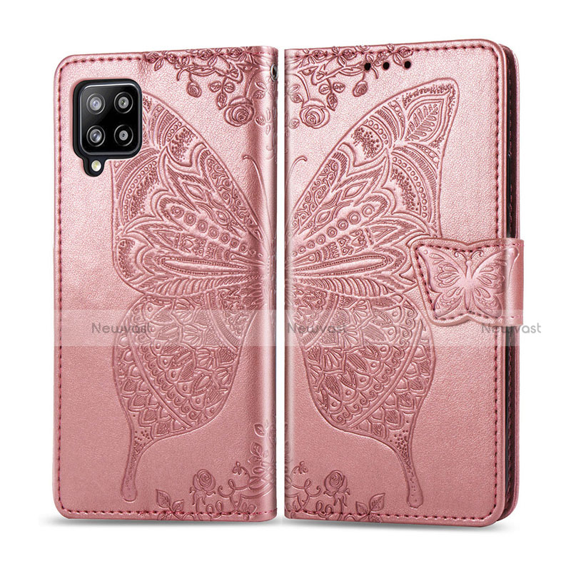 Leather Case Stands Flip Cover L03 Holder for Samsung Galaxy A42 5G Rose Gold