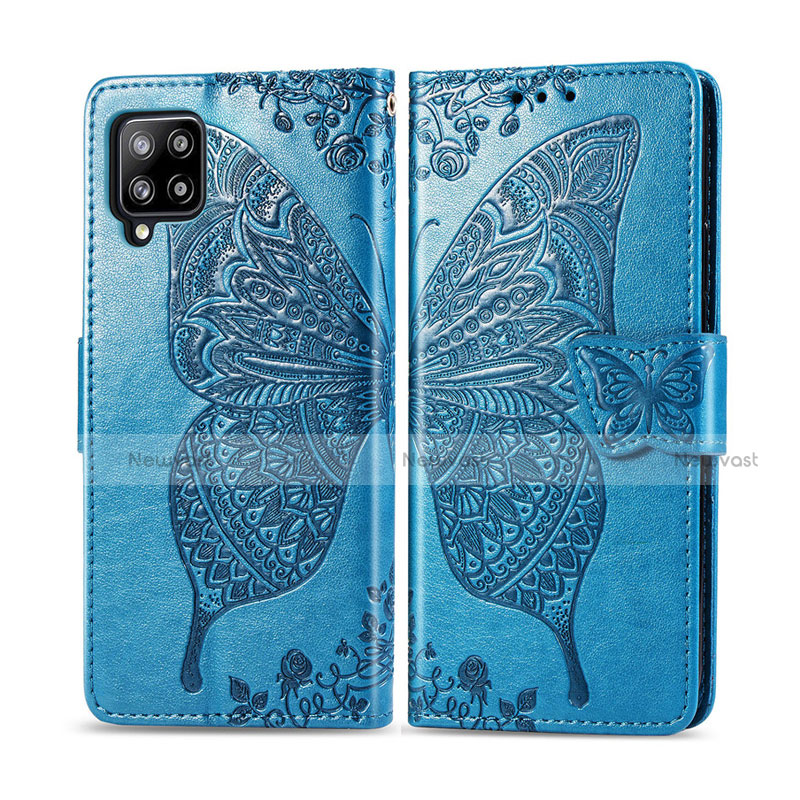 Leather Case Stands Flip Cover L03 Holder for Samsung Galaxy A42 5G Sky Blue