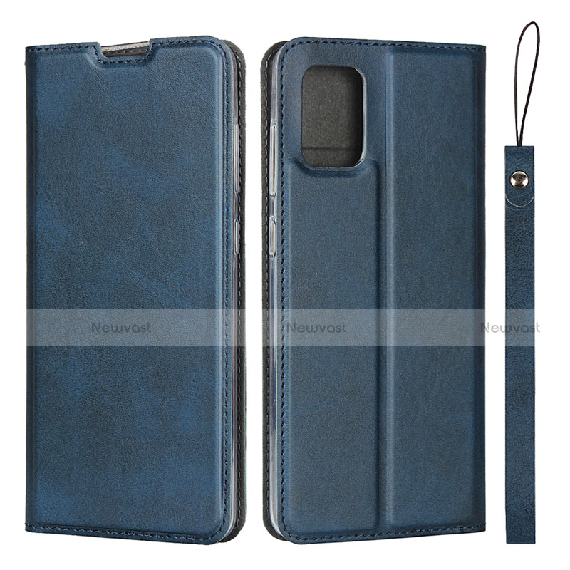 Leather Case Stands Flip Cover L03 Holder for Samsung Galaxy A51 4G Blue