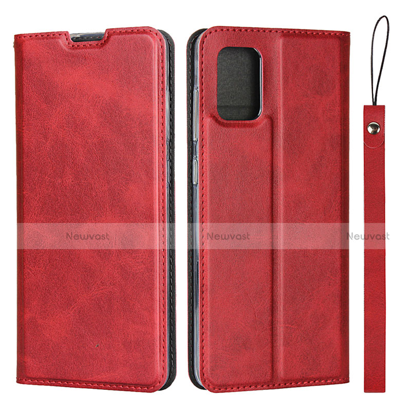 Leather Case Stands Flip Cover L03 Holder for Samsung Galaxy A51 4G Red