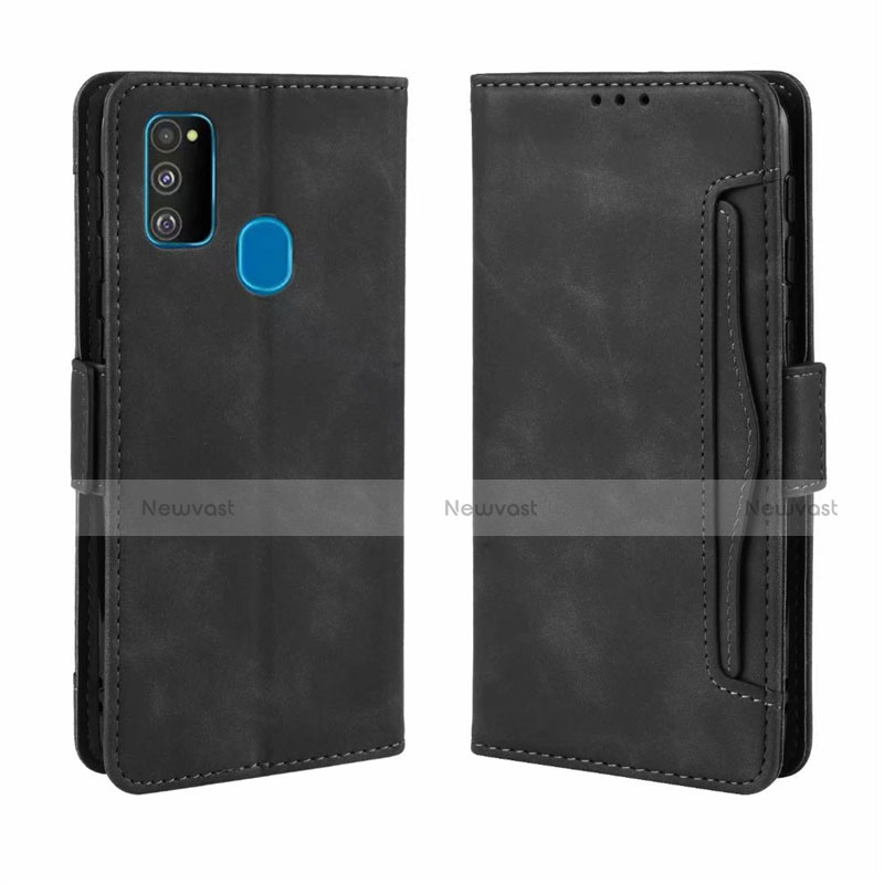 Leather Case Stands Flip Cover L03 Holder for Samsung Galaxy M30s Black