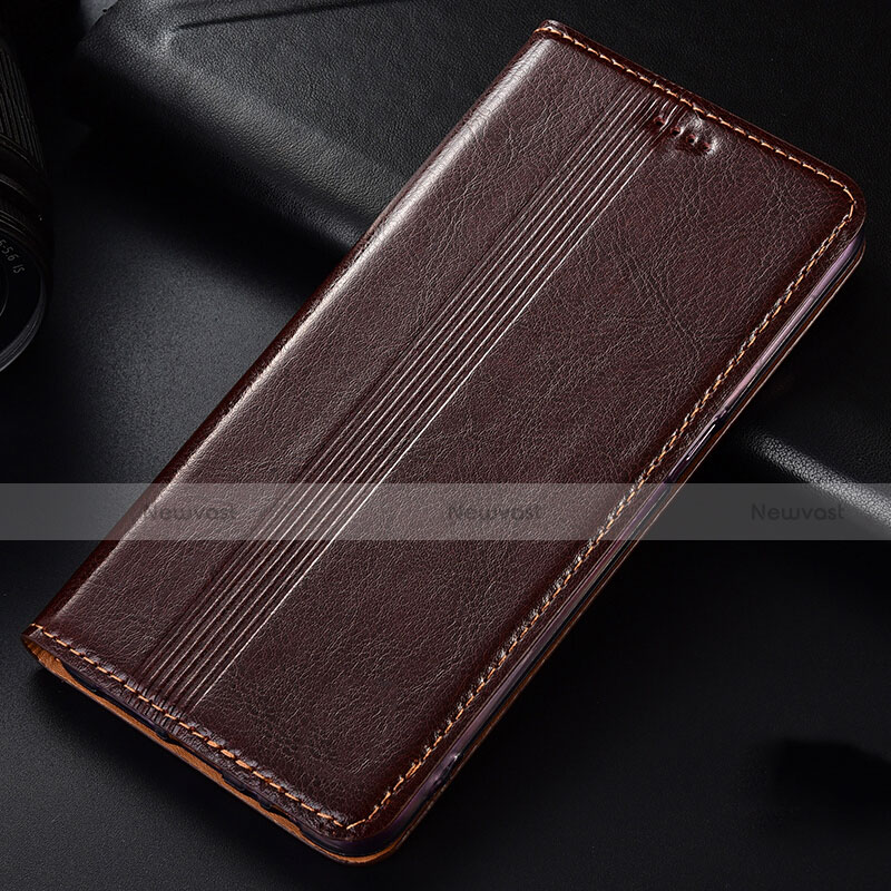 Leather Case Stands Flip Cover L03 Holder for Samsung Galaxy Note 10 Lite Brown