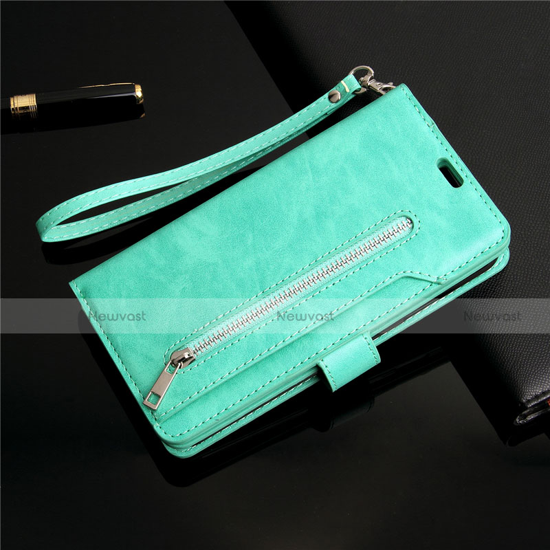 Leather Case Stands Flip Cover L03 Holder for Samsung Galaxy S20 Cyan