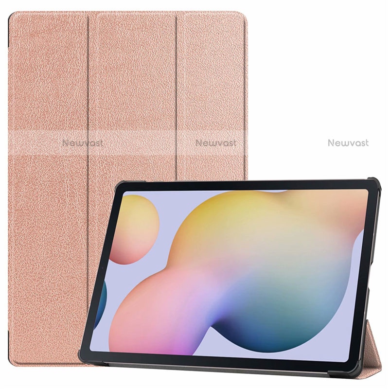 Leather Case Stands Flip Cover L03 Holder for Samsung Galaxy Tab S7 Plus 5G 12.4 SM-T976 Rose Gold