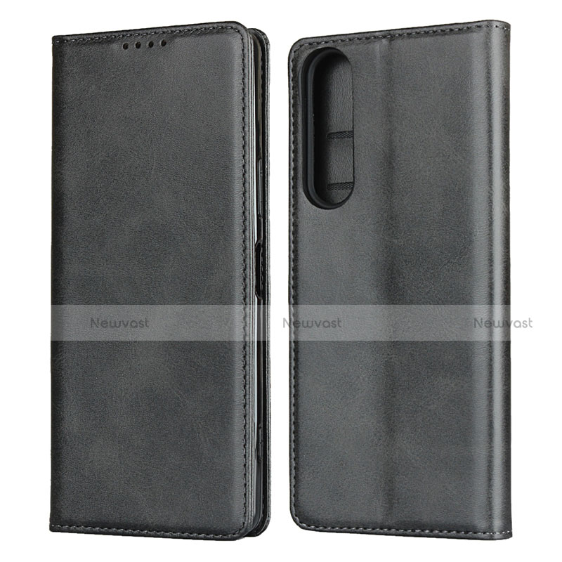 Leather Case Stands Flip Cover L03 Holder for Sony Xperia 1 II Black