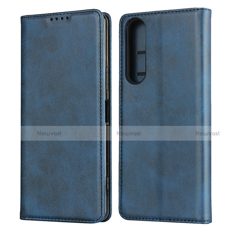 Leather Case Stands Flip Cover L03 Holder for Sony Xperia 1 II Blue