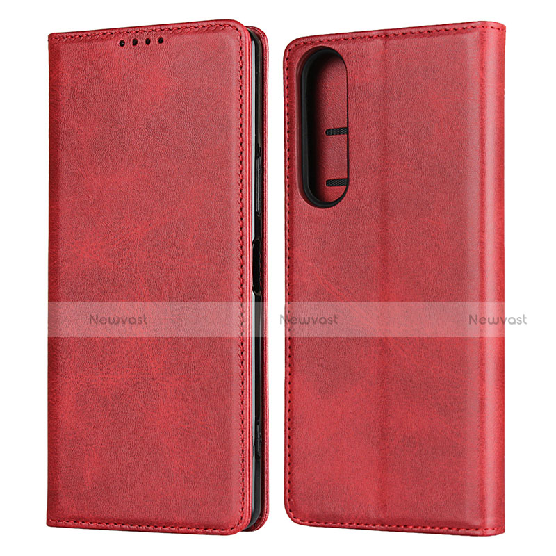 Leather Case Stands Flip Cover L03 Holder for Sony Xperia 1 II Red