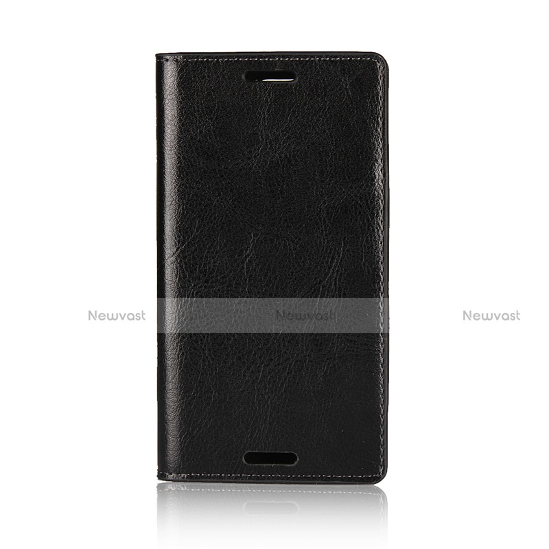 Leather Case Stands Flip Cover L03 Holder for Sony Xperia XZ1 Compact Black