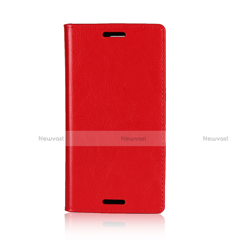 Leather Case Stands Flip Cover L03 Holder for Sony Xperia XZ1 Compact Red