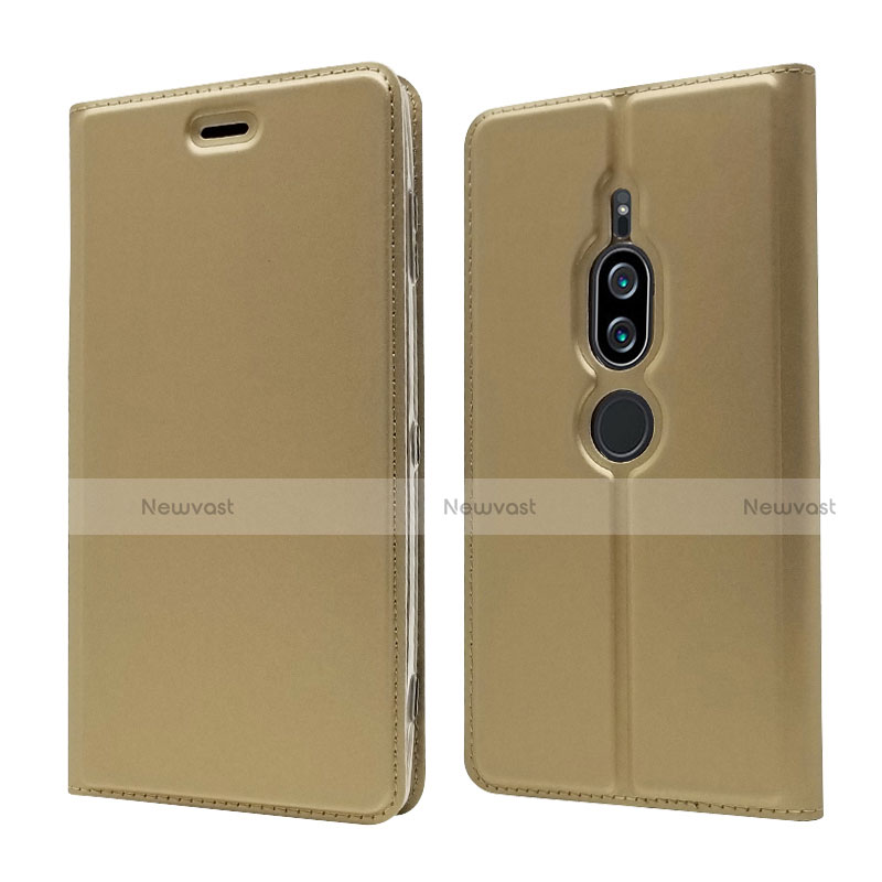 Leather Case Stands Flip Cover L03 Holder for Sony Xperia XZ2 Premium Gold