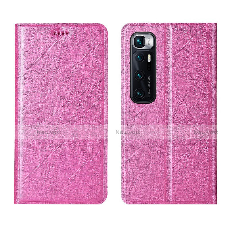 Leather Case Stands Flip Cover L03 Holder for Xiaomi Mi 10 Ultra Pink