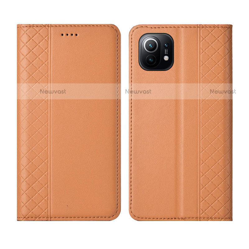Leather Case Stands Flip Cover L03 Holder for Xiaomi Mi 11 5G Orange