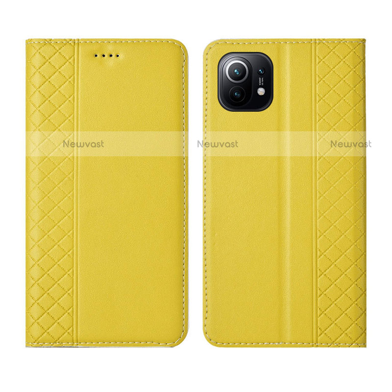 Leather Case Stands Flip Cover L03 Holder for Xiaomi Mi 11 5G Yellow