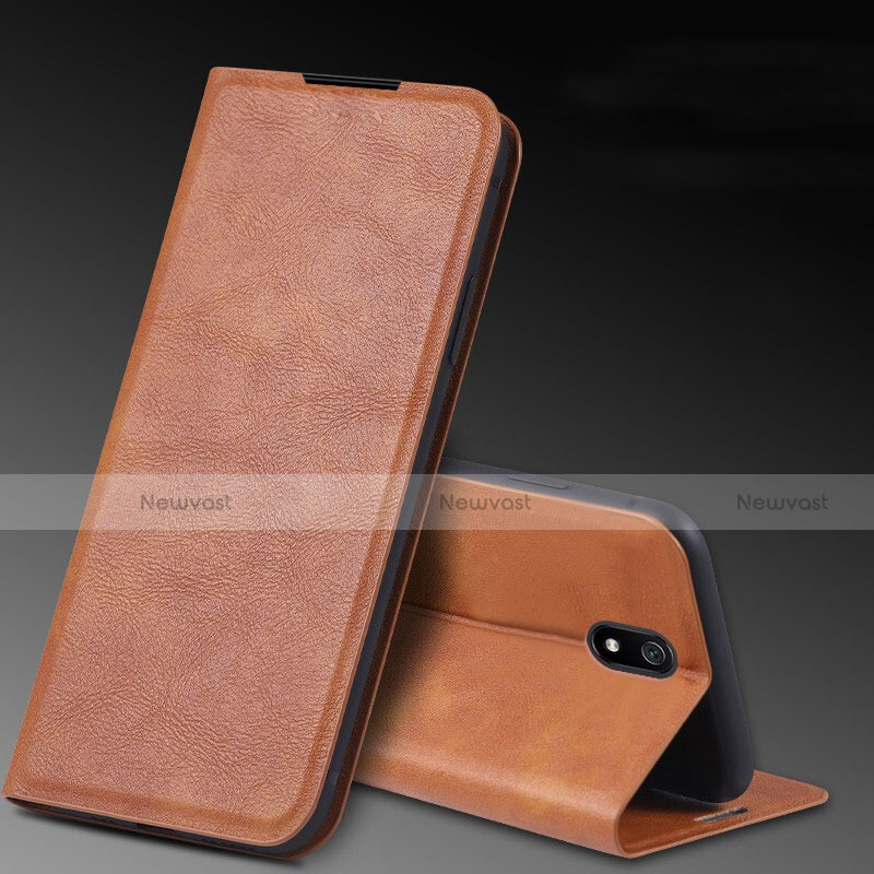 Leather Case Stands Flip Cover L03 Holder for Xiaomi Redmi 8A Brown