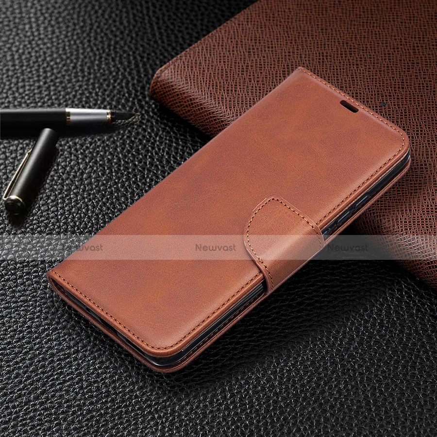 Leather Case Stands Flip Cover L03 Holder for Xiaomi Redmi 9C Brown