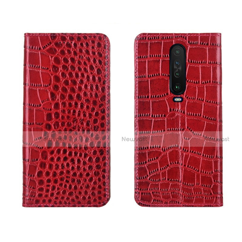 Leather Case Stands Flip Cover L03 Holder for Xiaomi Redmi K30 5G Red