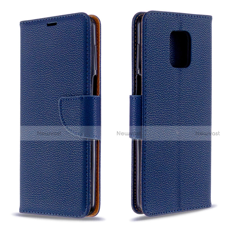 Leather Case Stands Flip Cover L03 Holder for Xiaomi Redmi Note 9 Pro Max Blue