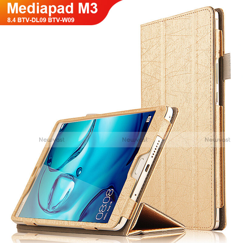 Leather Case Stands Flip Cover L04 for Huawei Mediapad M3 8.4 BTV-DL09 BTV-W09 Gold