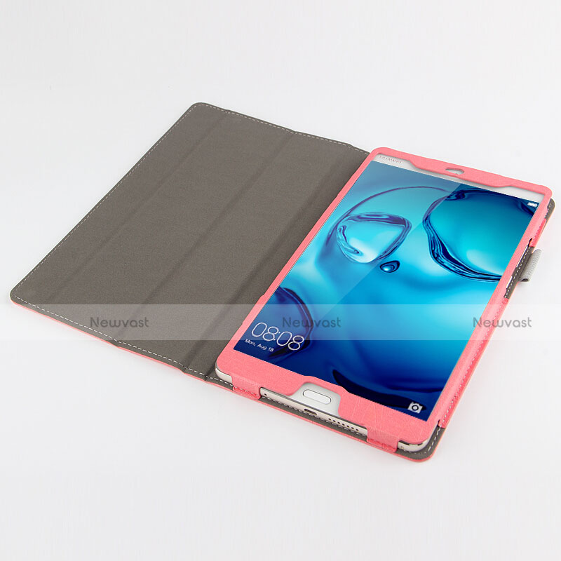 Leather Case Stands Flip Cover L04 for Huawei Mediapad M3 8.4 BTV-DL09 BTV-W09 Pink
