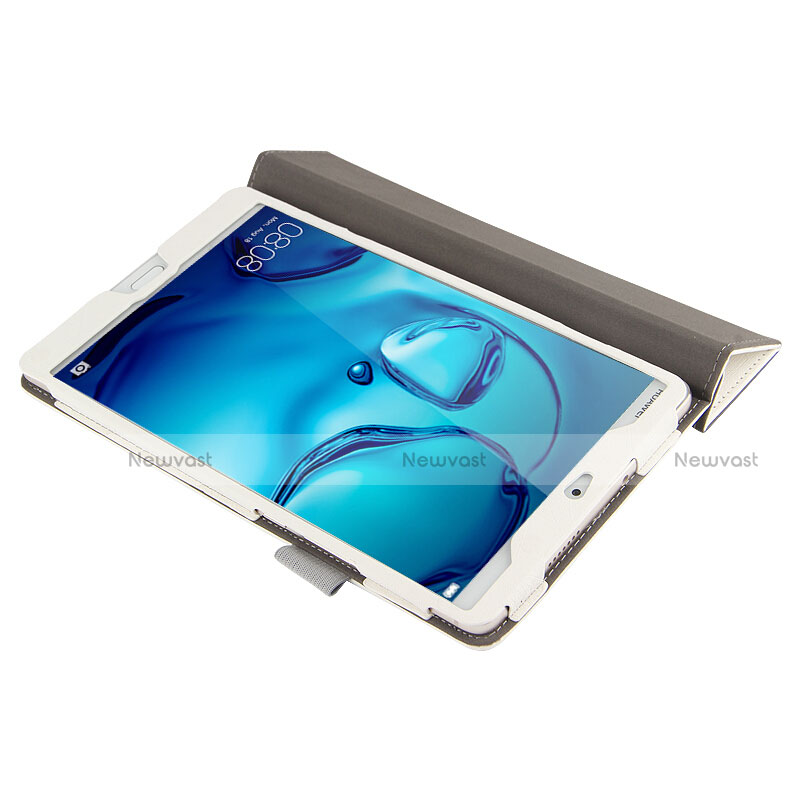 Leather Case Stands Flip Cover L04 for Huawei Mediapad M3 8.4 BTV-DL09 BTV-W09 White