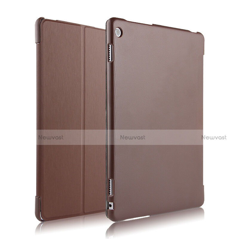 Leather Case Stands Flip Cover L04 for Huawei MediaPad M3 Lite 10.1 BAH-W09 Brown