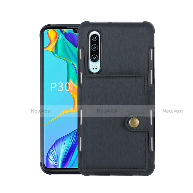 Leather Case Stands Flip Cover L04 for Huawei P30 Black