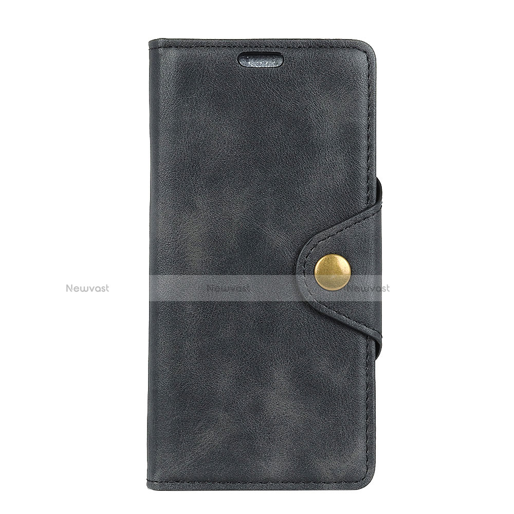 Leather Case Stands Flip Cover L04 Holder for Alcatel 1X (2019) Black