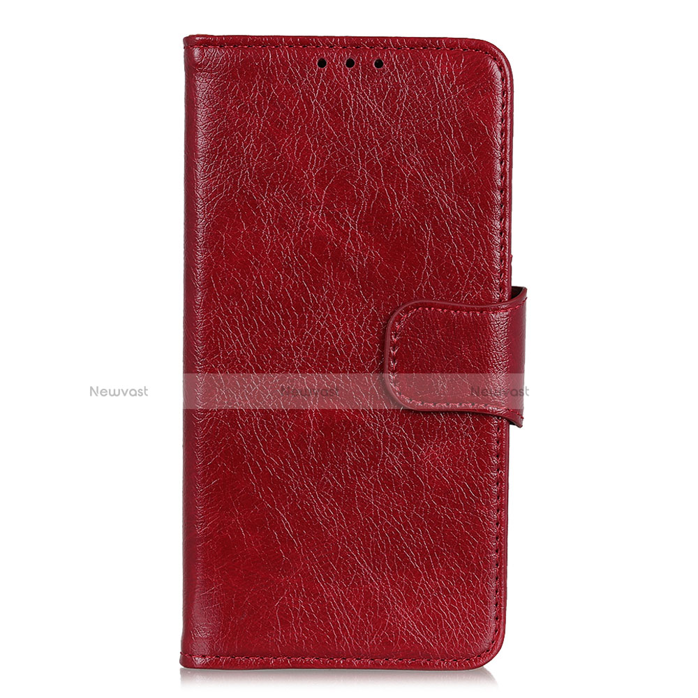 Leather Case Stands Flip Cover L04 Holder for Alcatel 3L Red
