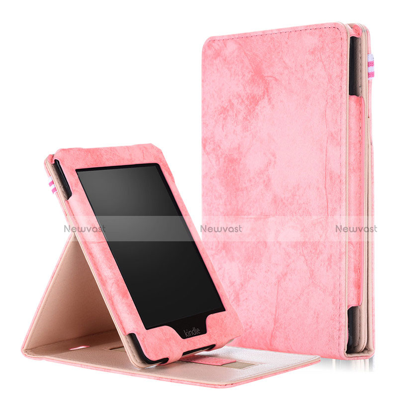 Leather Case Stands Flip Cover L04 Holder for Amazon Kindle Paperwhite 6 inch Pink