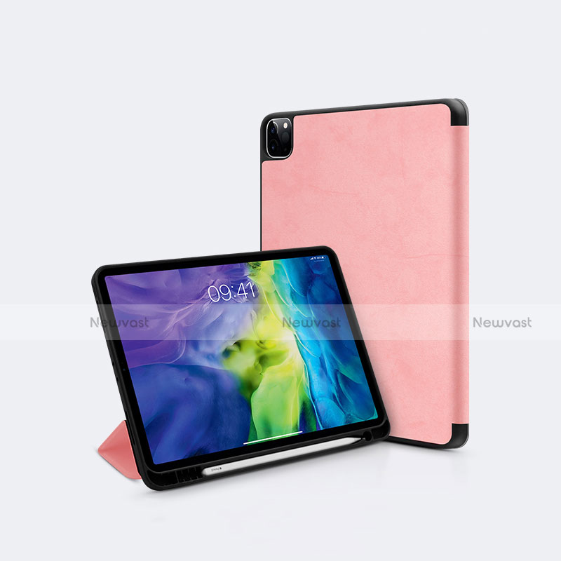 Leather Case Stands Flip Cover L04 Holder for Apple iPad Pro 12.9 (2020) Rose Gold