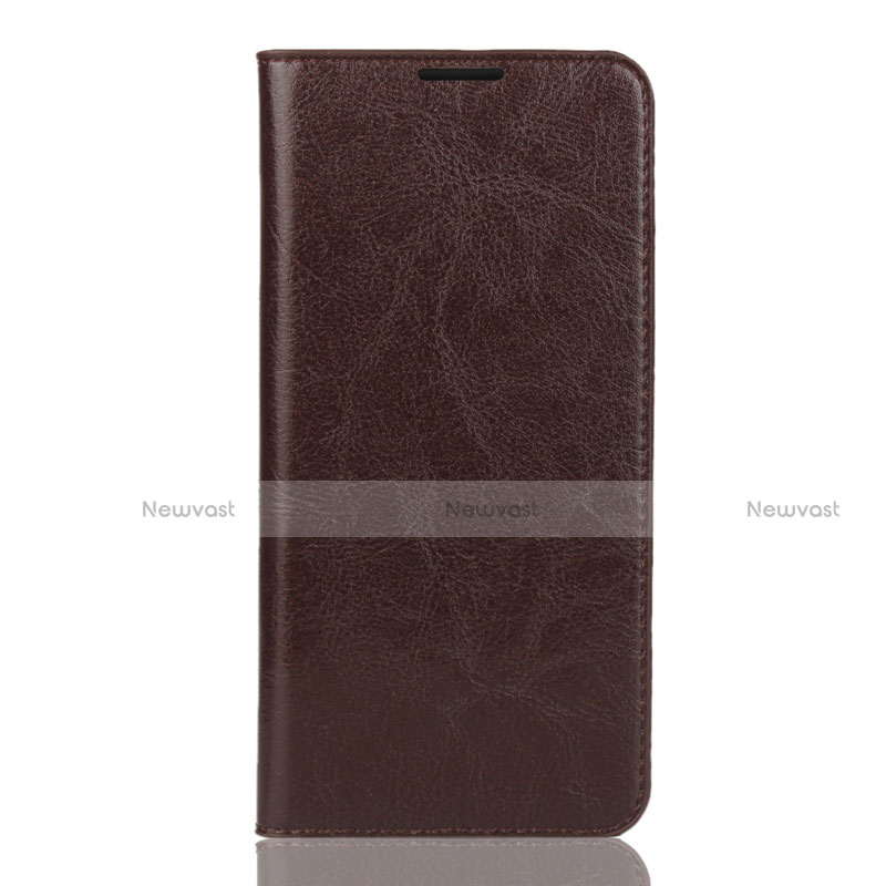 Leather Case Stands Flip Cover L04 Holder for Huawei Enjoy 9 Brown