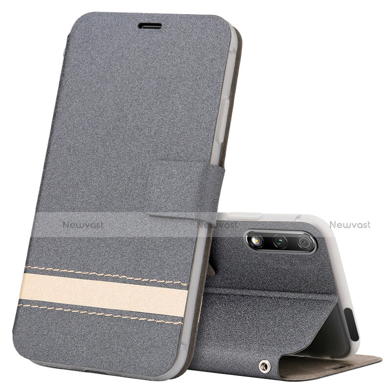 Leather Case Stands Flip Cover L04 Holder for Huawei Honor 9X Gray