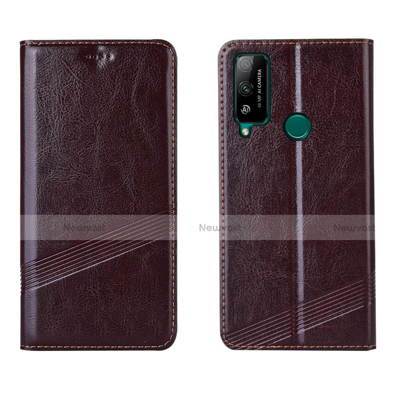 Leather Case Stands Flip Cover L04 Holder for Huawei Honor Play4T Brown