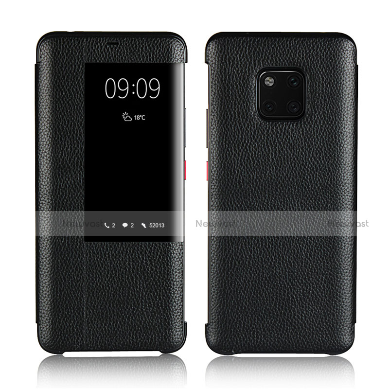 Leather Case Stands Flip Cover L04 Holder for Huawei Mate 20 Pro Black